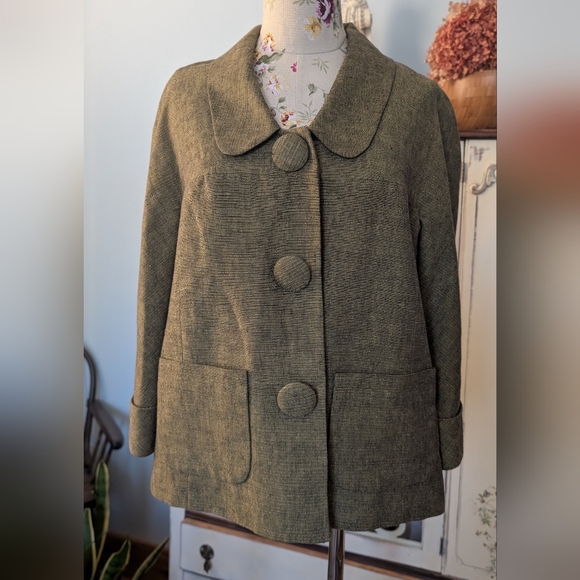 Kasper Green‎ Pea Coat with Peter Pan Collar - Picture 2 of 11